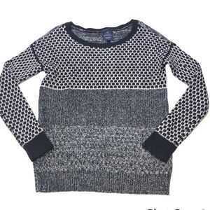 American Eagle Vintage Boyfriend Black and White Knitted Crewneck Sweater Small